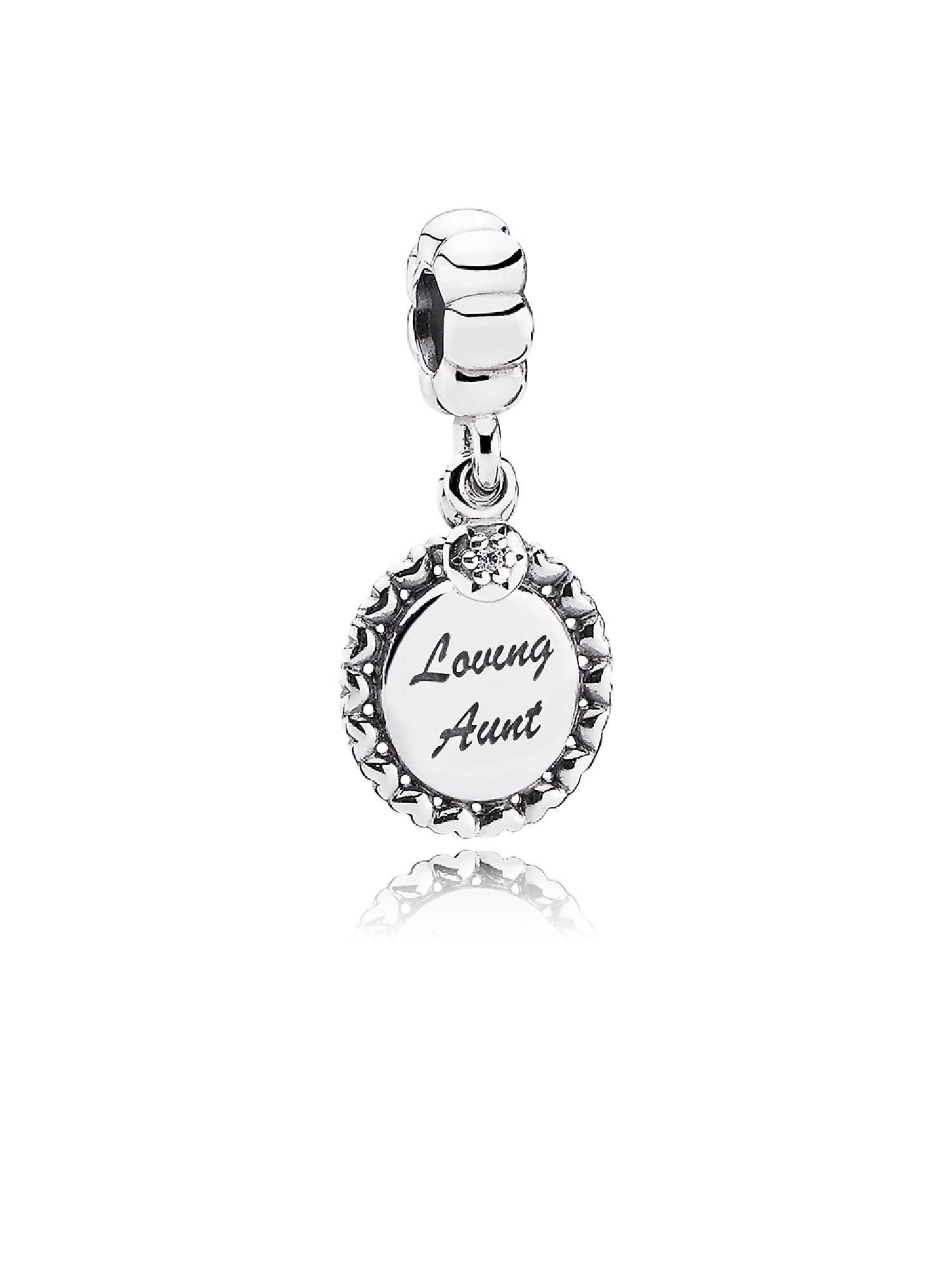 Loving aunt silver dangle with cubic zirconia