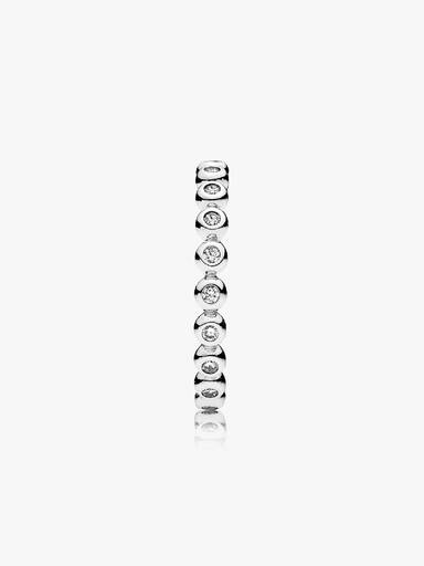 Silver ring with clear cubic zirconia
