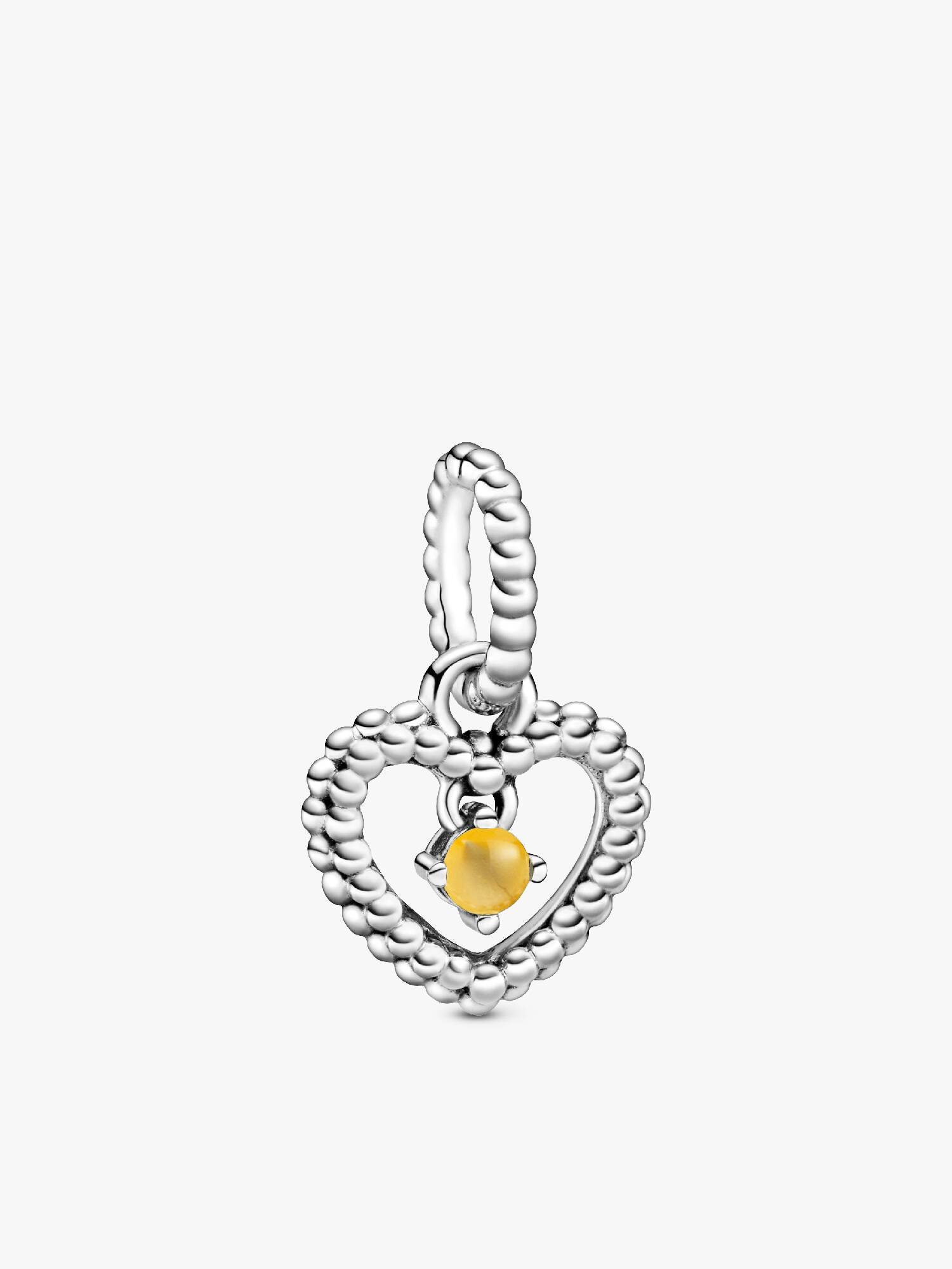 Heart sterling silver dangle with honey coloured crystal