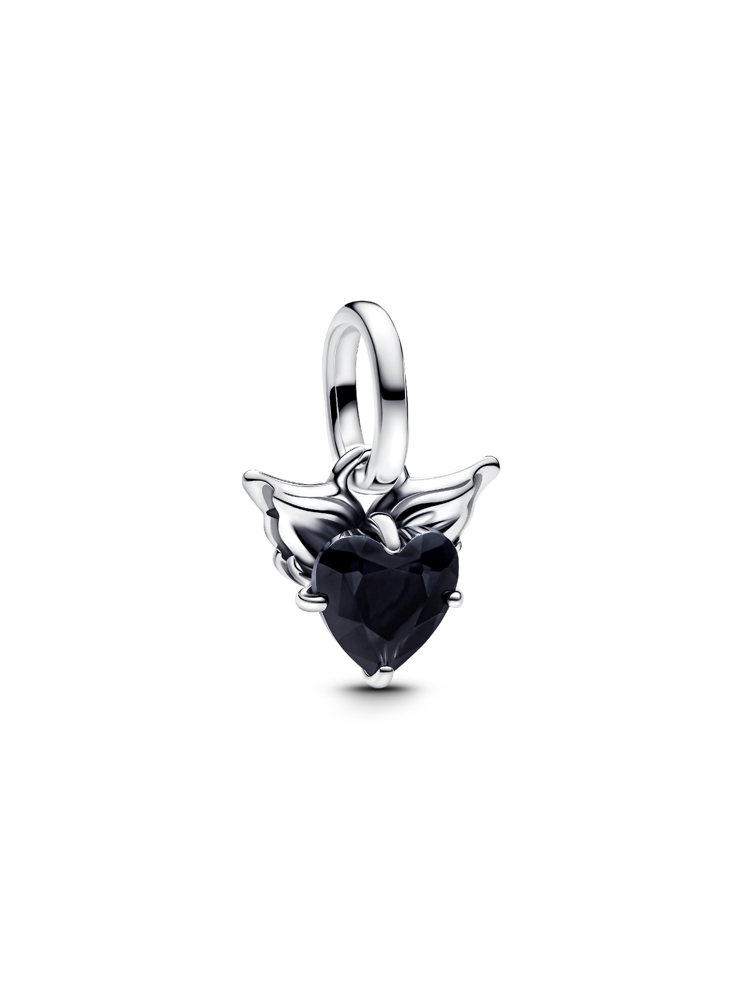 Mini Charm Pendente Coração Preto com Asas