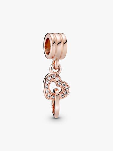 Heart 14k rose gold-plated dangle with cubic zirconia