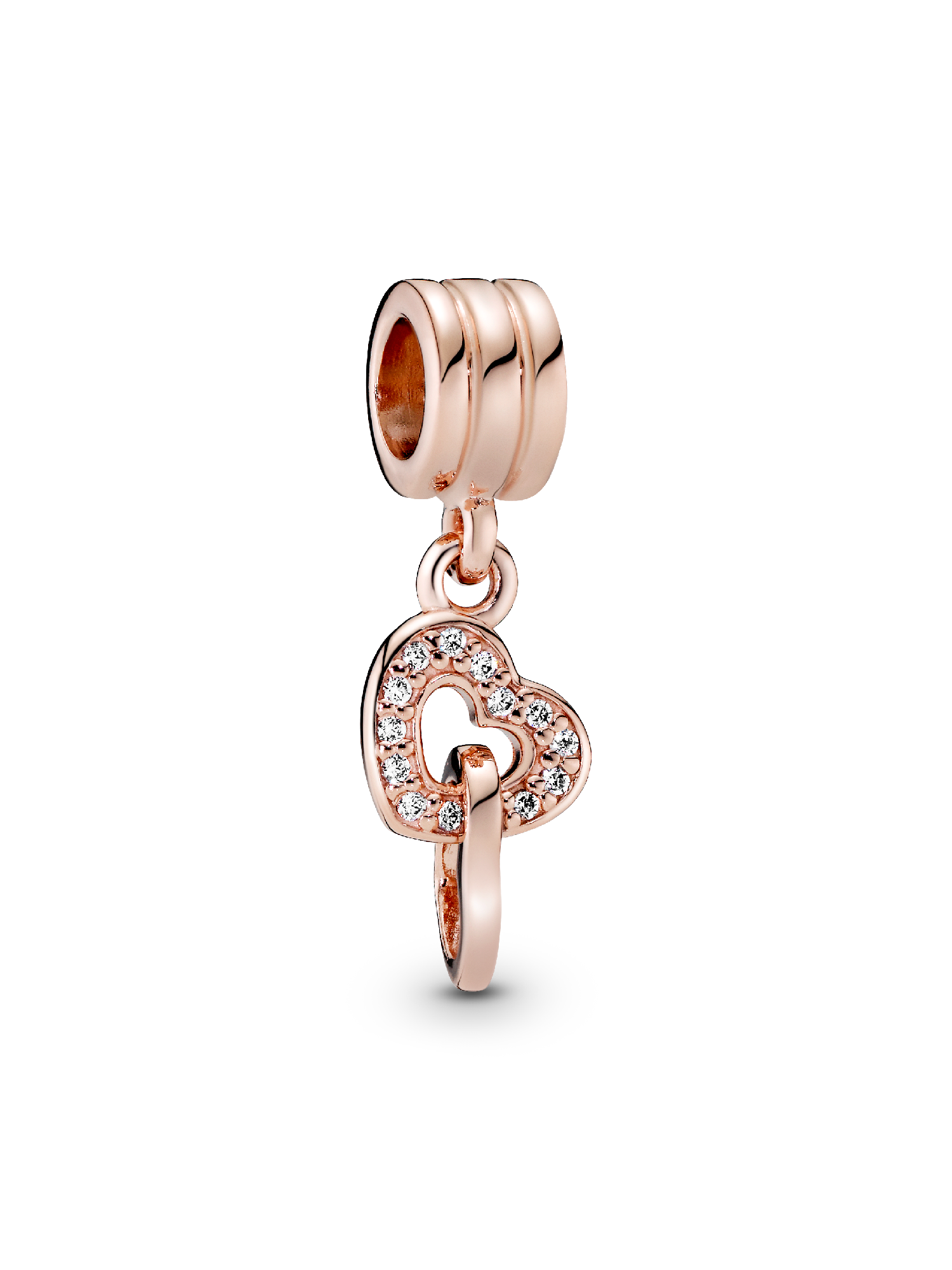 Heart 14k rose gold-plated dangle with cubic zirconia