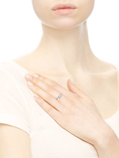 Silver open ring with clear cubic zirconia