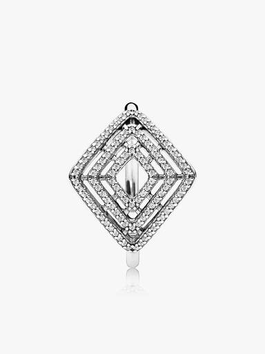 Silver ring with clear cubic zirconia