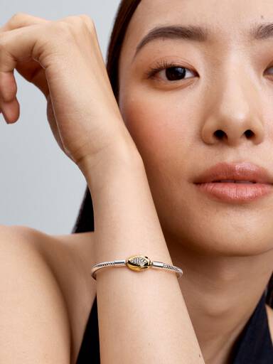 Pulseira Corrente Snake com Fecho de Cobra Dourada
