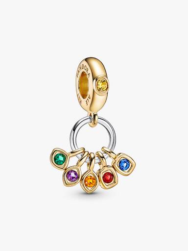 Marvel Infinity 14k gold-plated and sterling silver dangle with royal green, royal blue, salsa red, royal purple, honey coloured and blazing