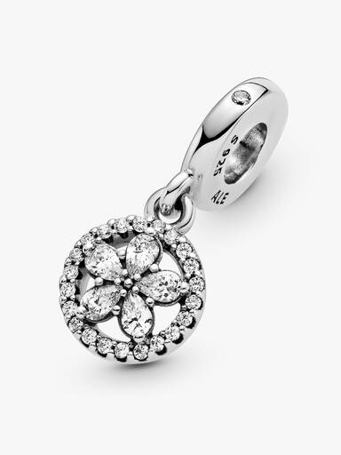 Snowflake sterling silver dangle with clear cubic zirconia