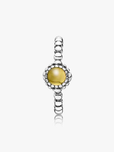Silver ring, birthstone-November, citrine