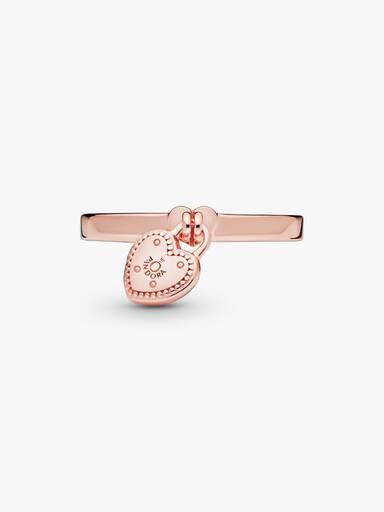 Heart padlock Pandora Rose ring