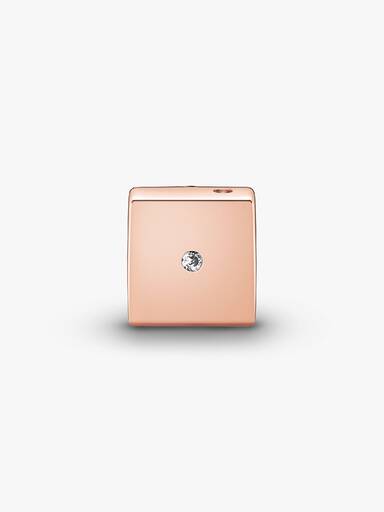 Dice 14k rose gold-plated charm with clear cubic zirconia