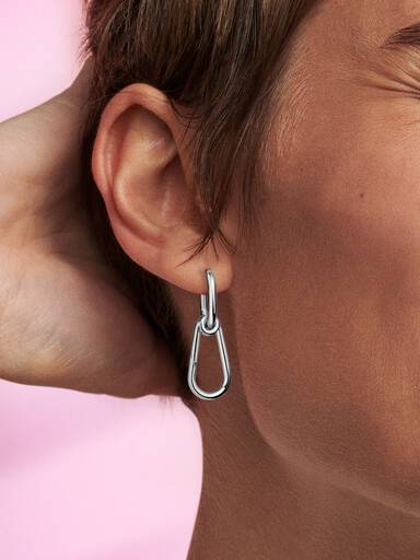 Sterling silver hoop link earring
