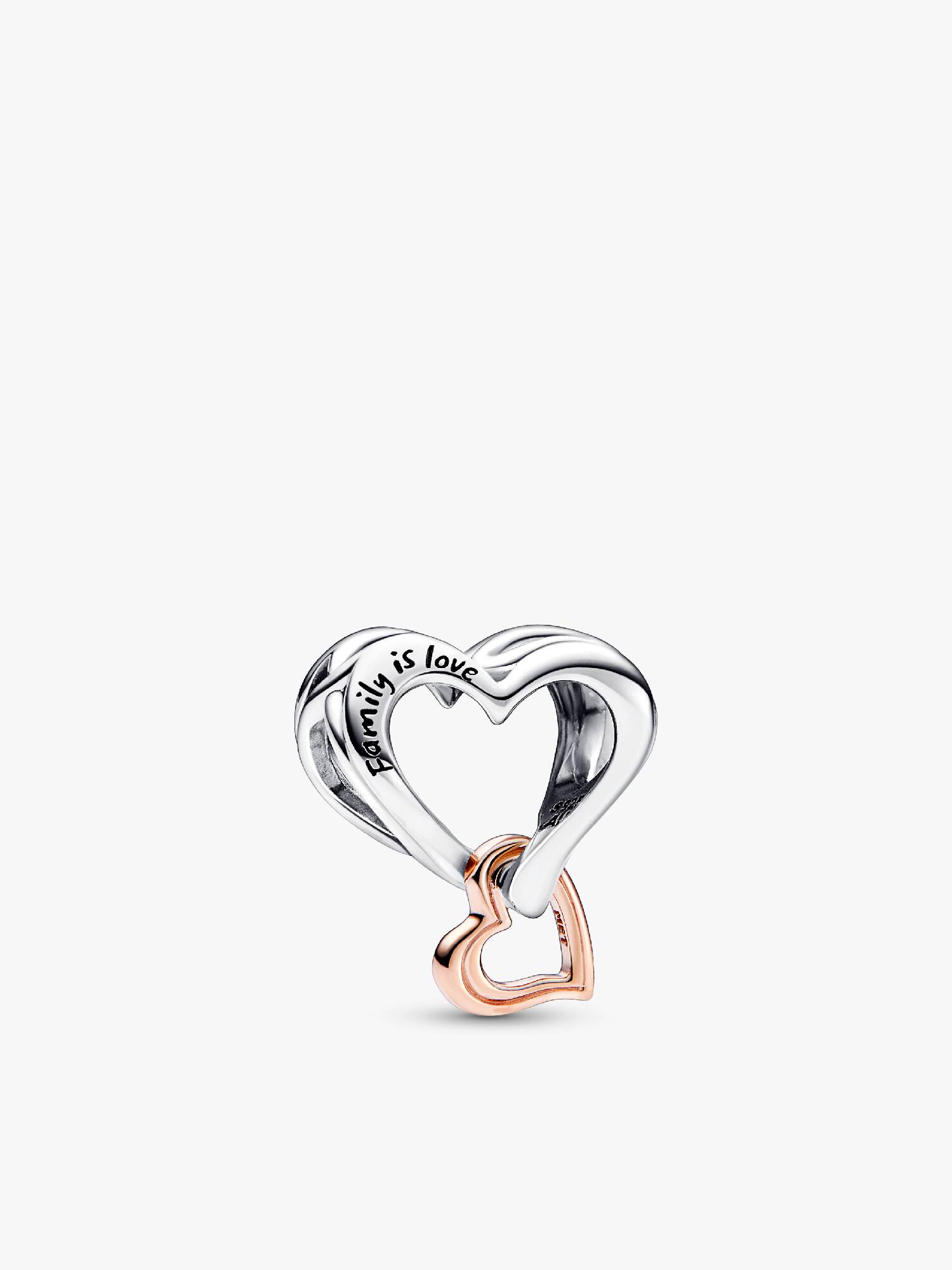 Charm de coração infinito vazado de dois tons