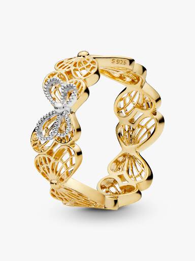 Openwork butterfly Pandora Shine and silver ring
