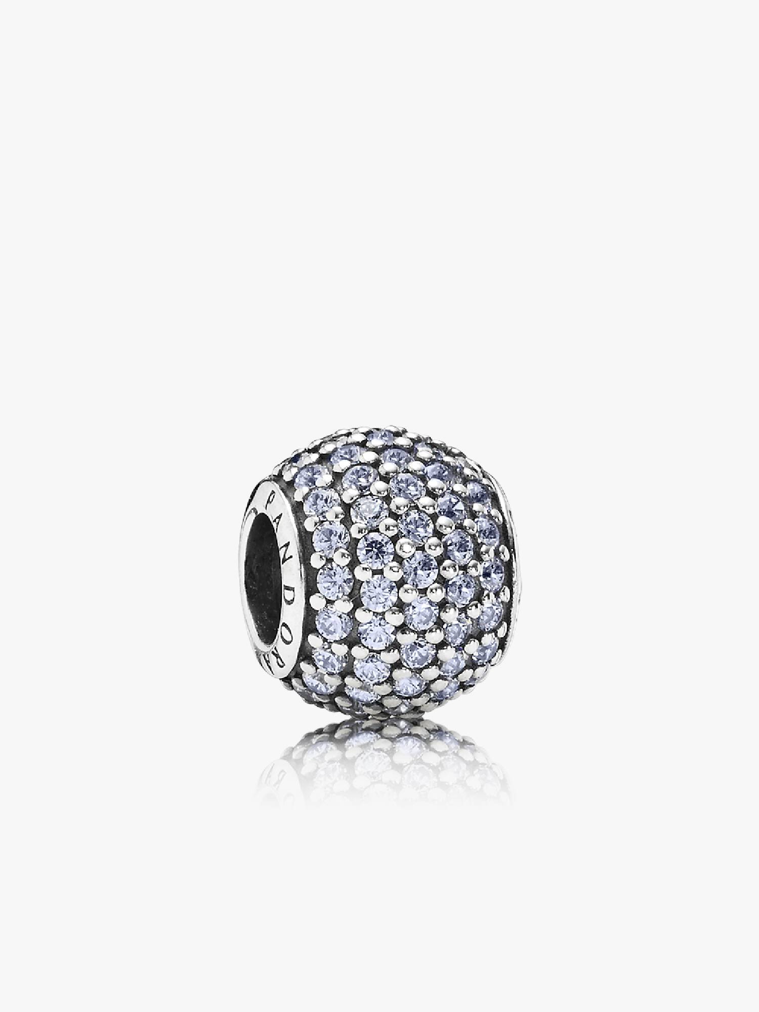 Abstract silver pave charm with lavender cubic zirconia