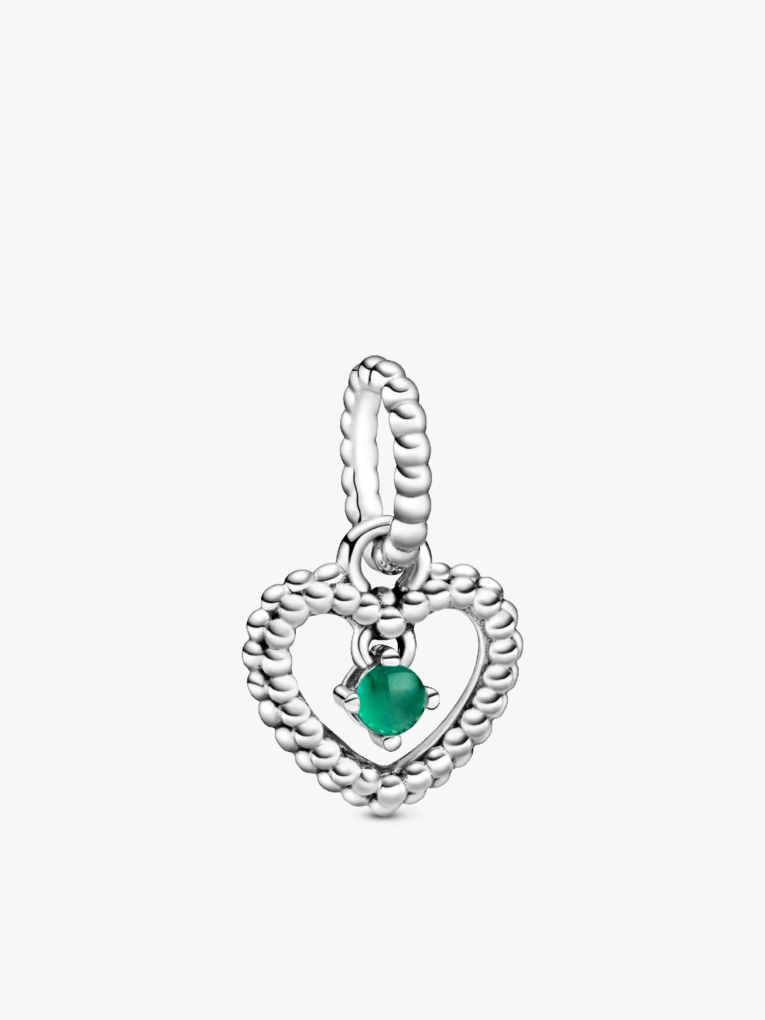Heart sterling silver dangle with rainforest green crystal