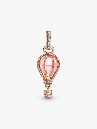 Charm Pendente Balão de Ar Quente Rosa Brilhante