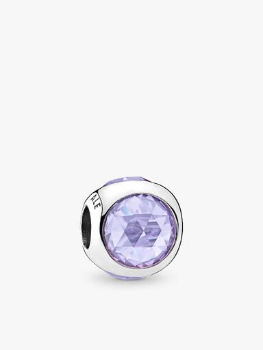 Silver charm with lavender cubic zirconia