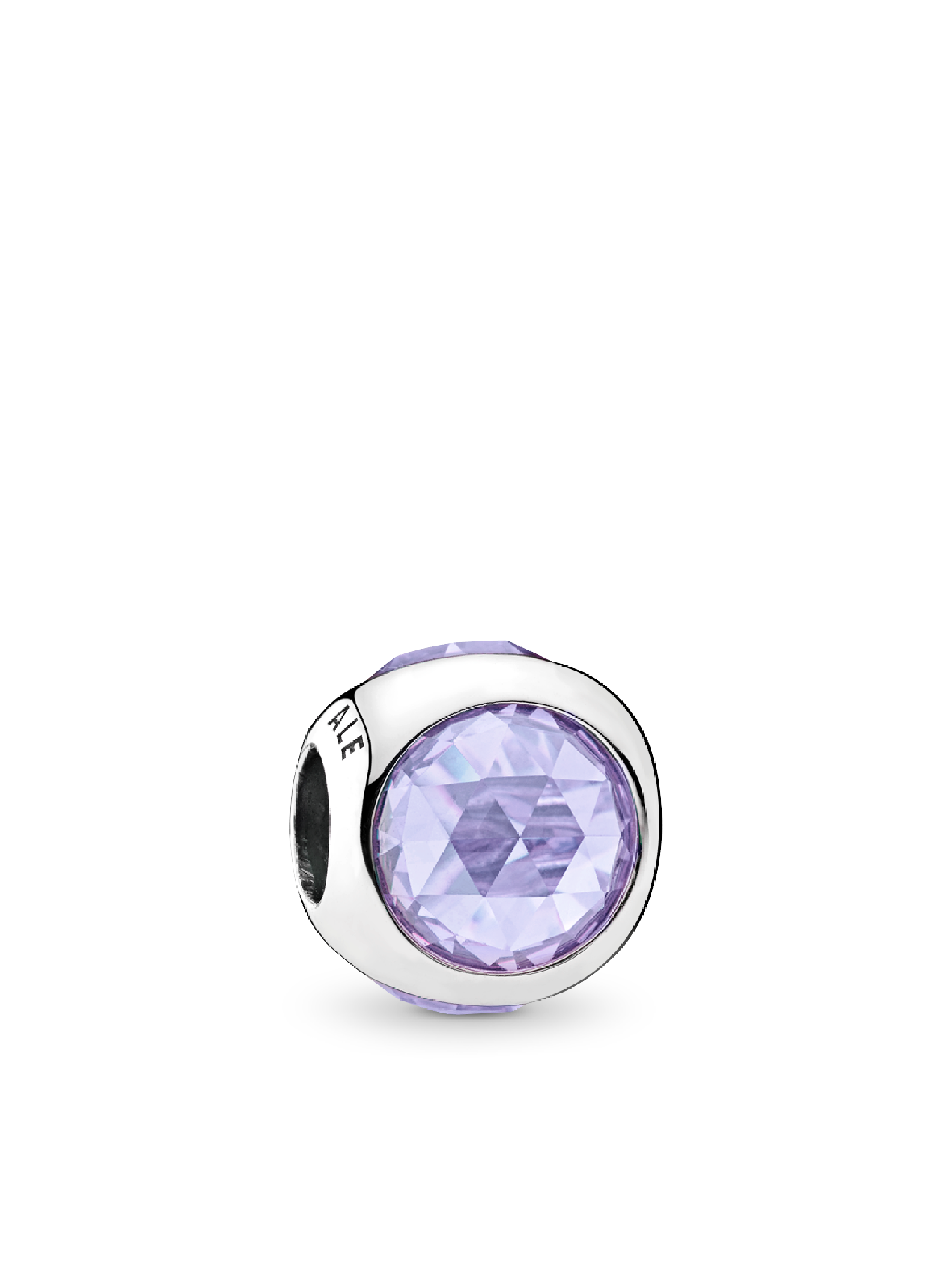 Silver charm with lavender cubic zirconia