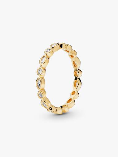 Round and oval eternity ring in 14k with clear cubic zirconia