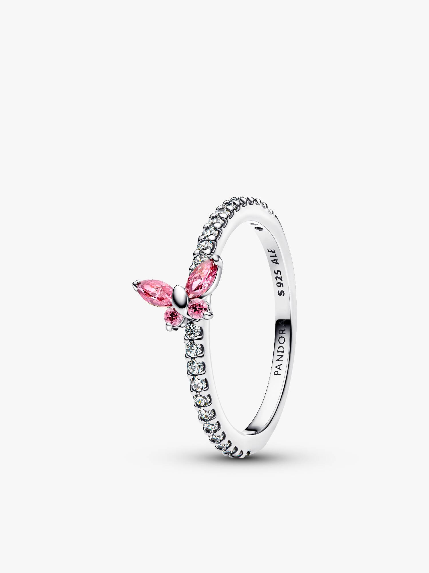 Anel Borboleta Brilhante Rosa