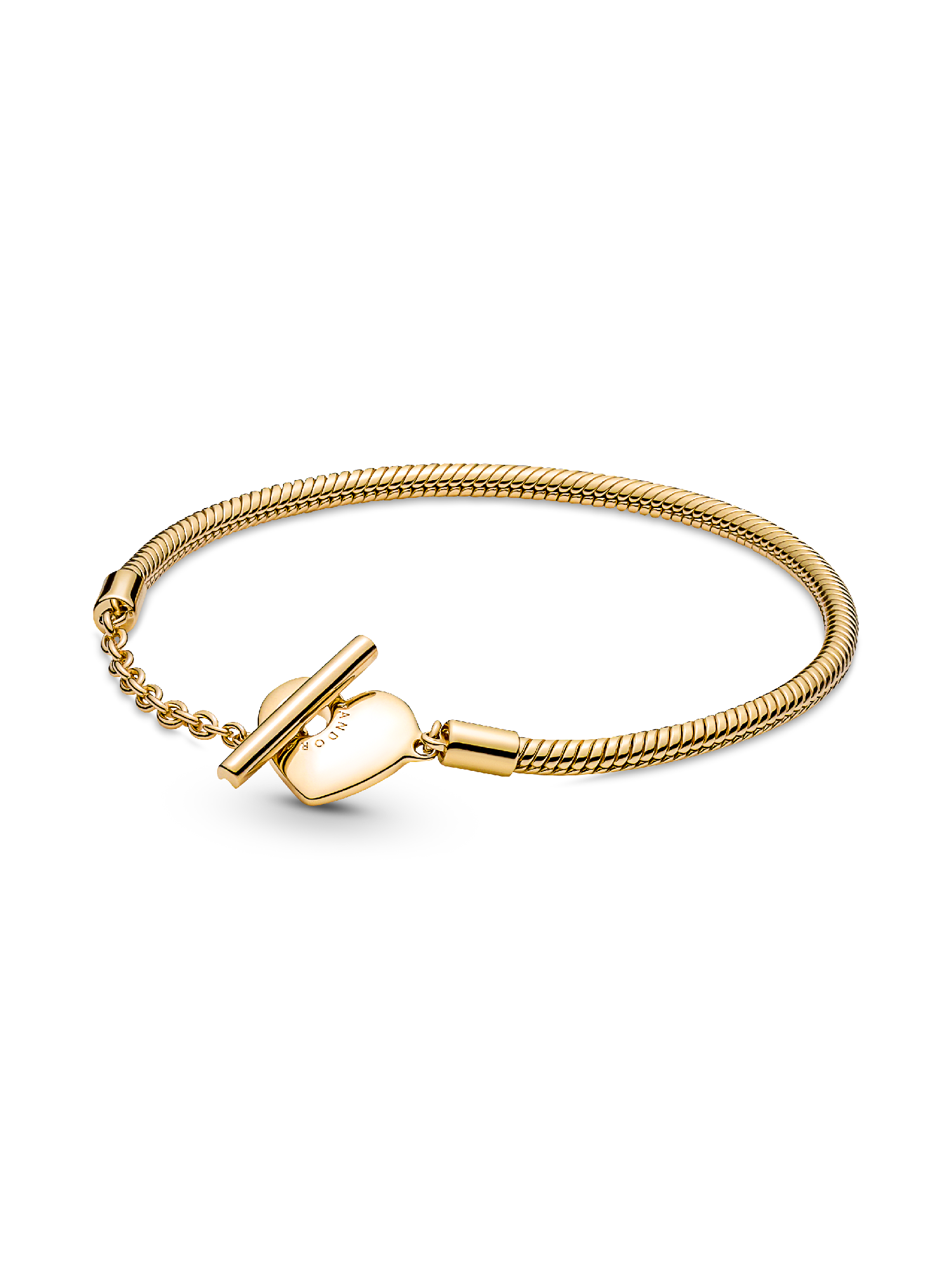 Pulseira Corrente Snake com Fecho em T e Coração