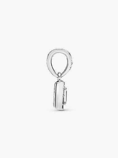 Ice cube silver pendant with clear cubic zirconia