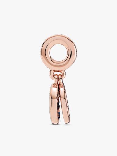 Circle and disc 14k rose gold-plated dangle with clear cubic zirconia and stellar blue crystal