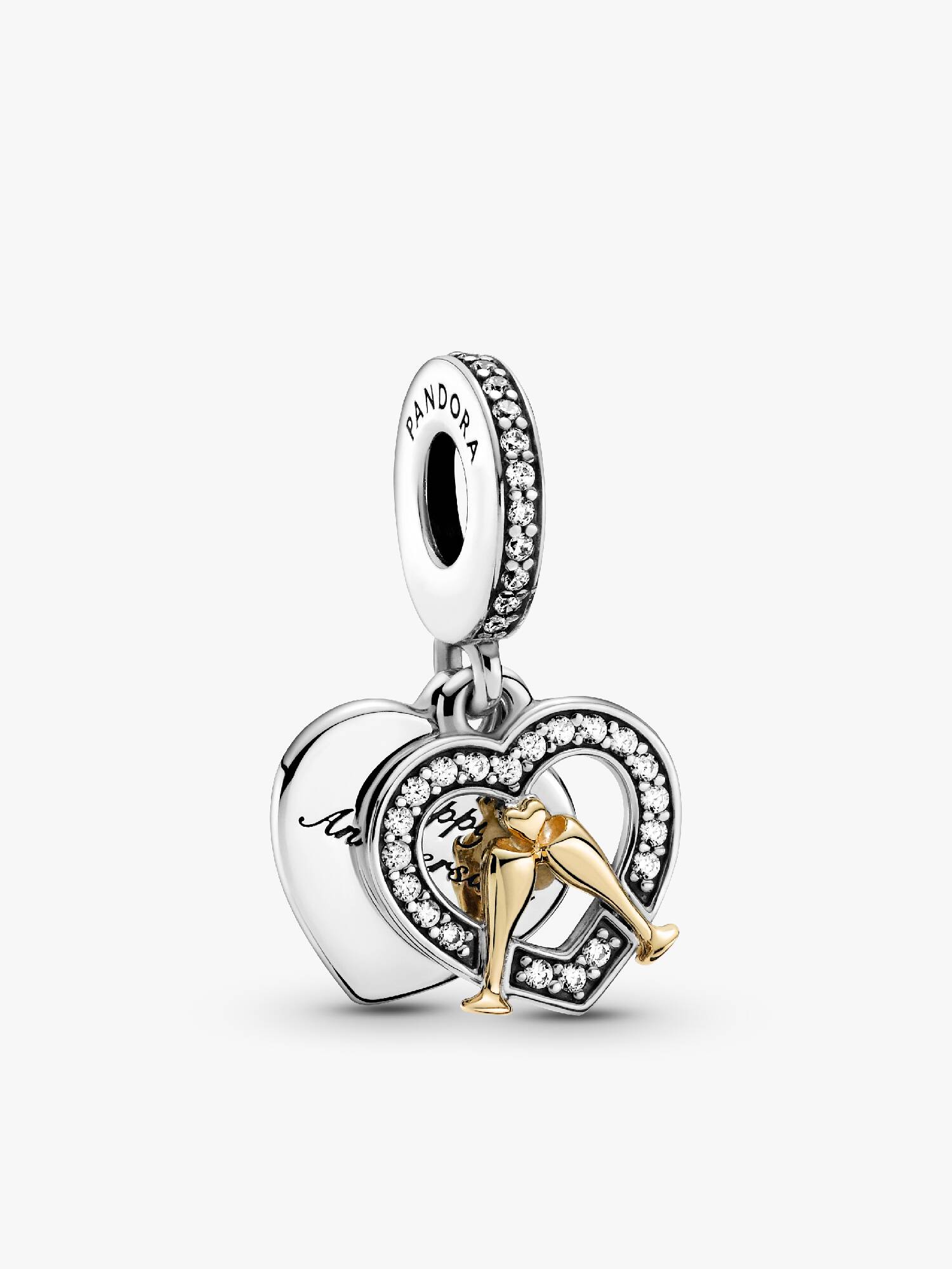 Charm pendente de dois tons de feliz aniversário