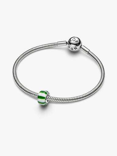 Charm Verde em Murano de Balas de Hortelã-Pimenta