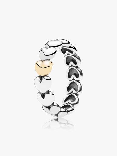 Hearts silver ring with 14k heart