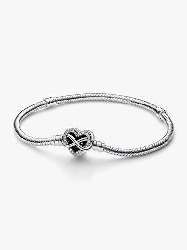Pulseira Corrente Snake com Fecho de Coração Brilhante Infinito