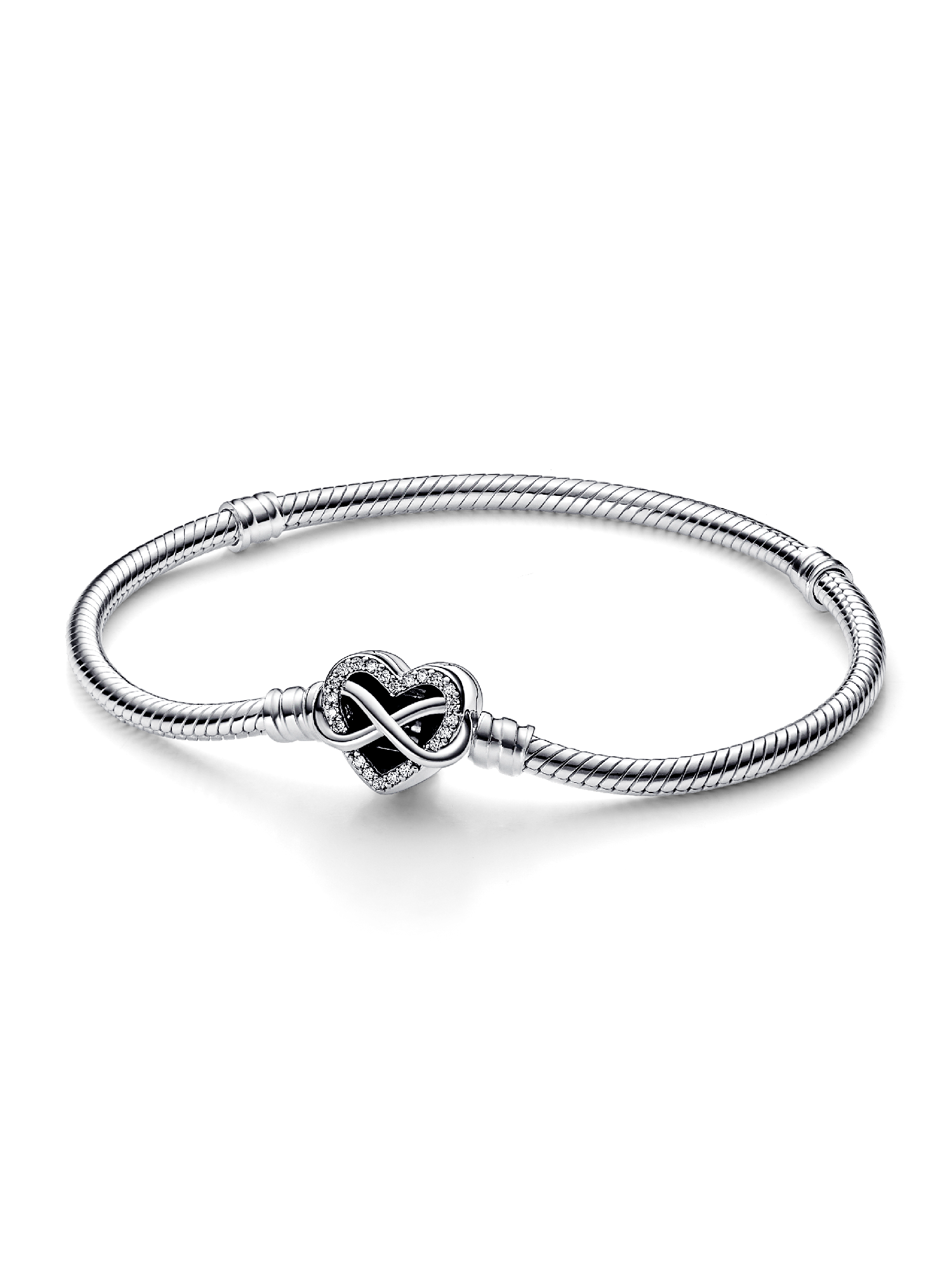 Pulseira Corrente Snake com Fecho de Coração Brilhante Infinito