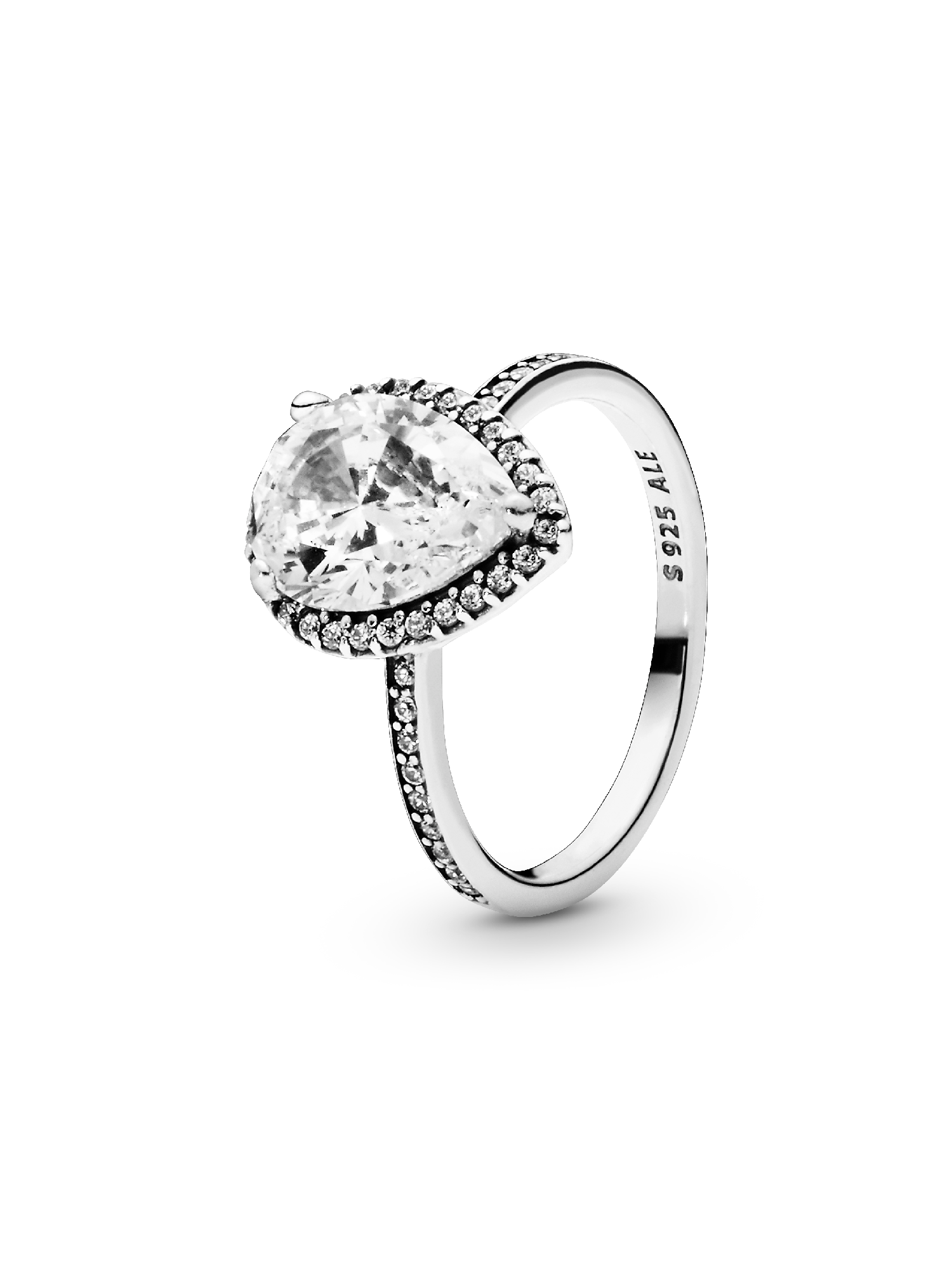 Anel com Halo Brilhante En Forma de Gota