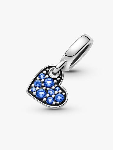 Heart sterling silver dangle with stellar blue crystal