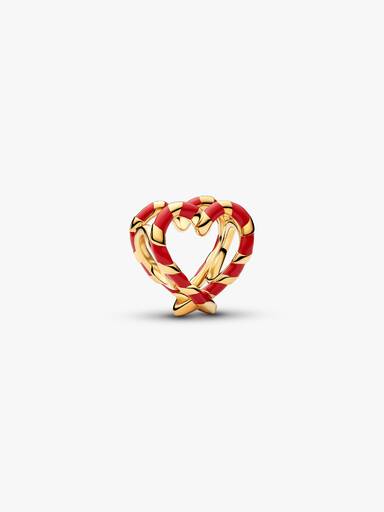 Charm de Coração Vazado de Bengala Doce
