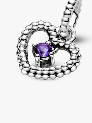 Heart sterling silver dangle with purple crystal