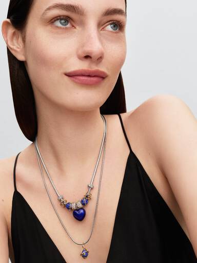 Charm Pendente de Coração Curvo Azul