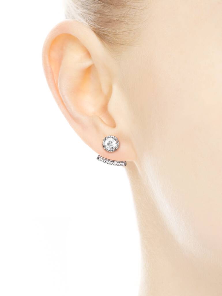 Silver stud earrings with clear cubic zirconia