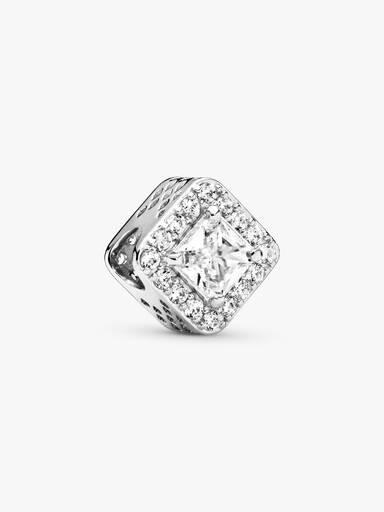 Silver charm with clear cubic zirconia