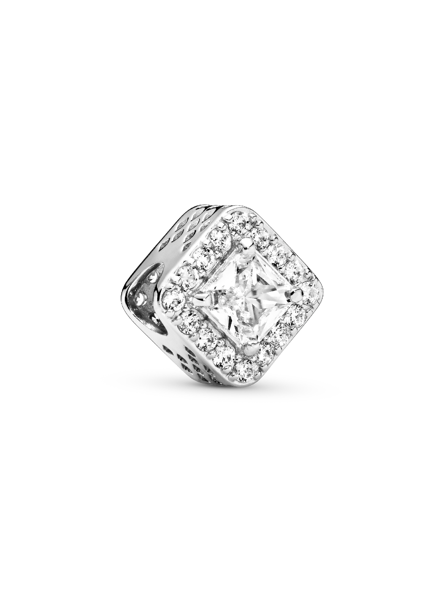 Silver charm with clear cubic zirconia