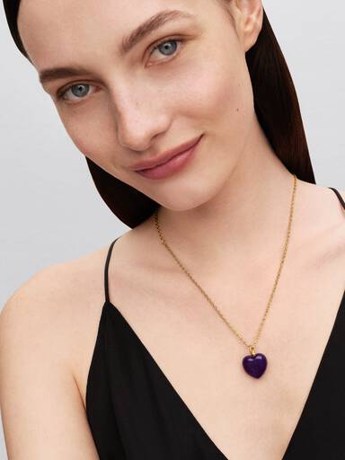 Charm Pendente de Coração Curvo Roxo
