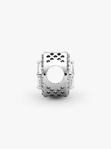 Silver charm with clear cubic zirconia