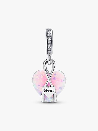 Charm Pendente com Coração Furta-cor para Mãe.