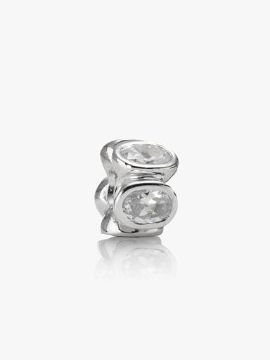 Abstract silver charm with cubic zirconia