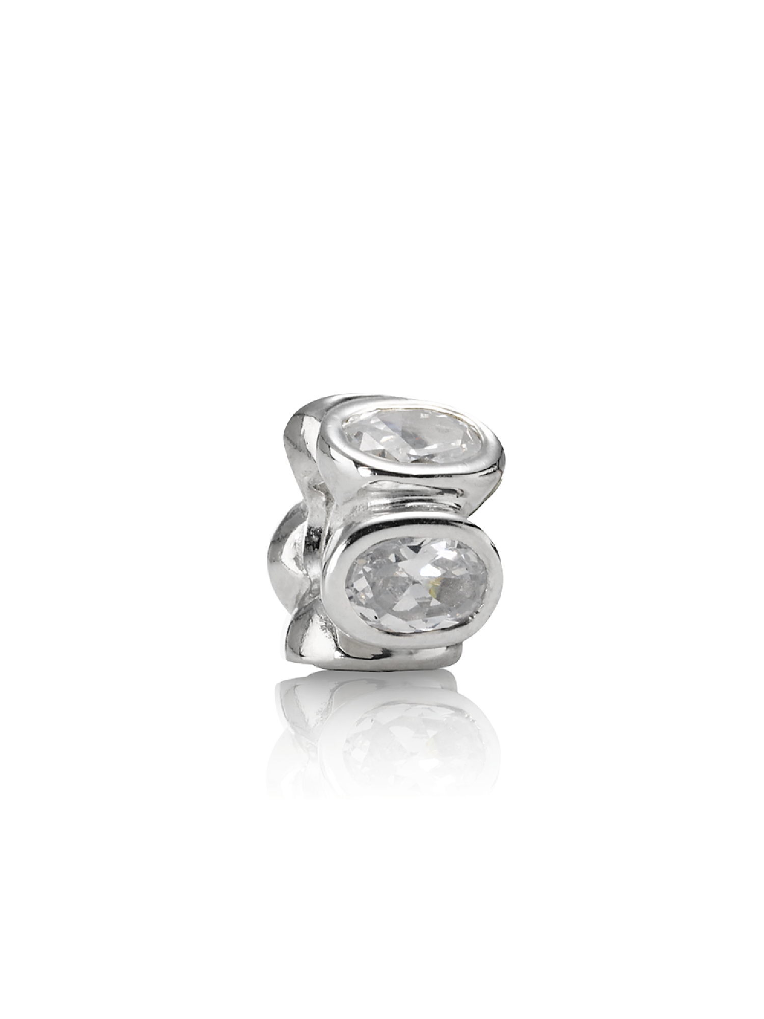 Abstract silver charm with cubic zirconia
