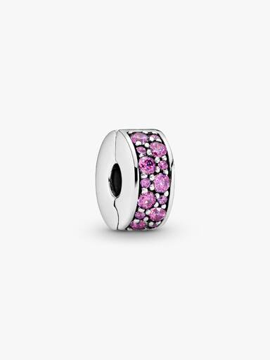 Silver clip with fancy purple cubic zirconia and silicone grip