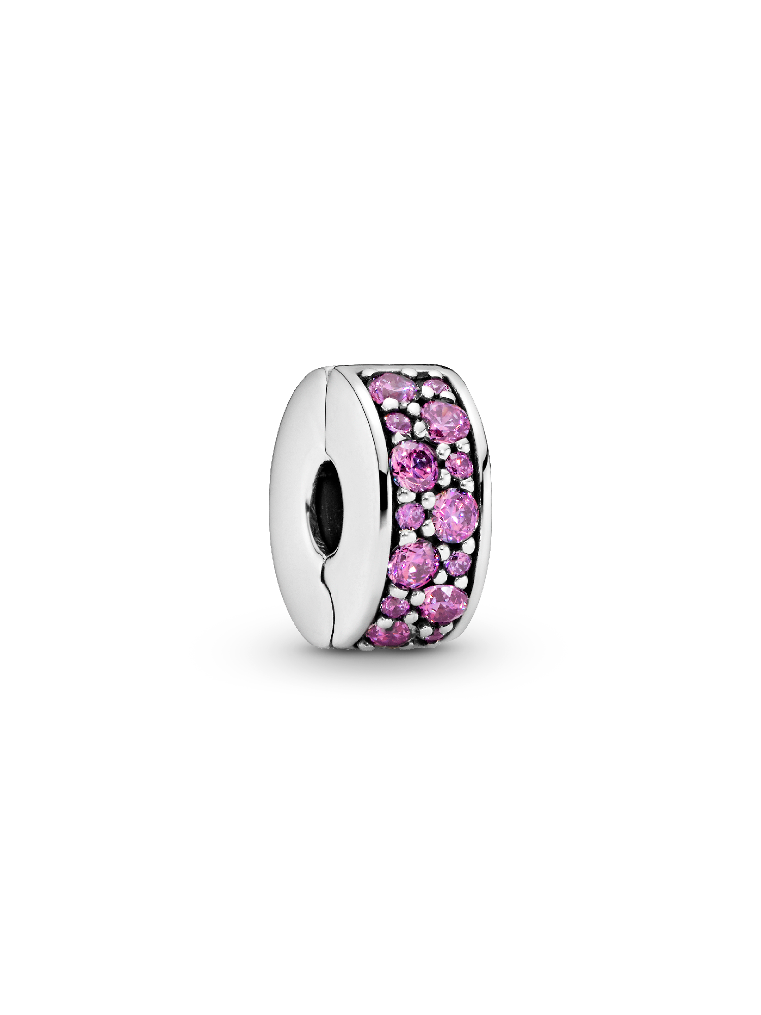 Silver clip with fancy purple cubic zirconia and silicone grip
