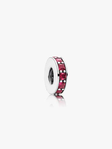 Abstract silver spacer with synthetic ruby