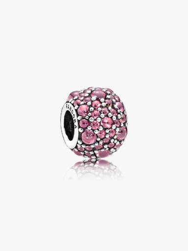 Silver charm with honeysuckle pink cubic zirconia