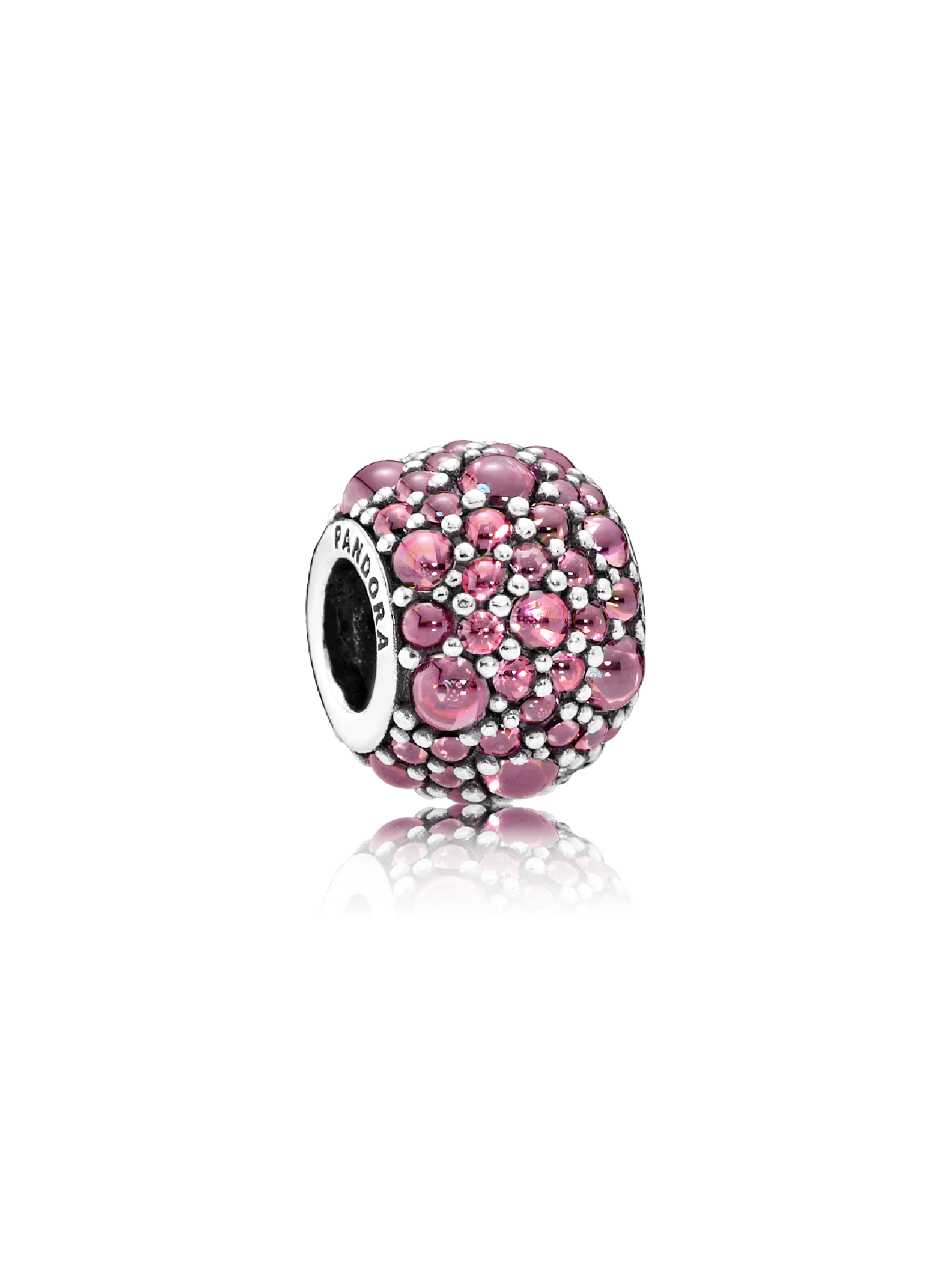 Silver charm with honeysuckle pink cubic zirconia